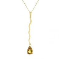 10K Yellow Gold Citrine Drop Pendant with Chain