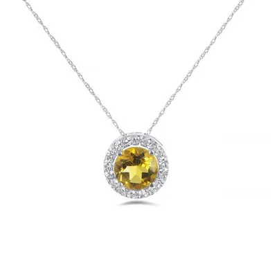 10K White Gold Citrine & White Topaz Cluster Pendant