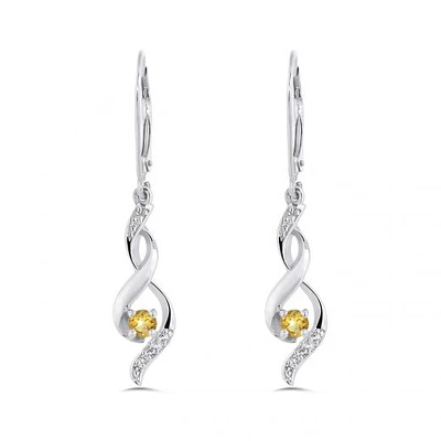 10K White Gold Citrine & White Topaz Earrings