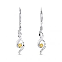 10K White Gold Citrine & White Topaz Earrings