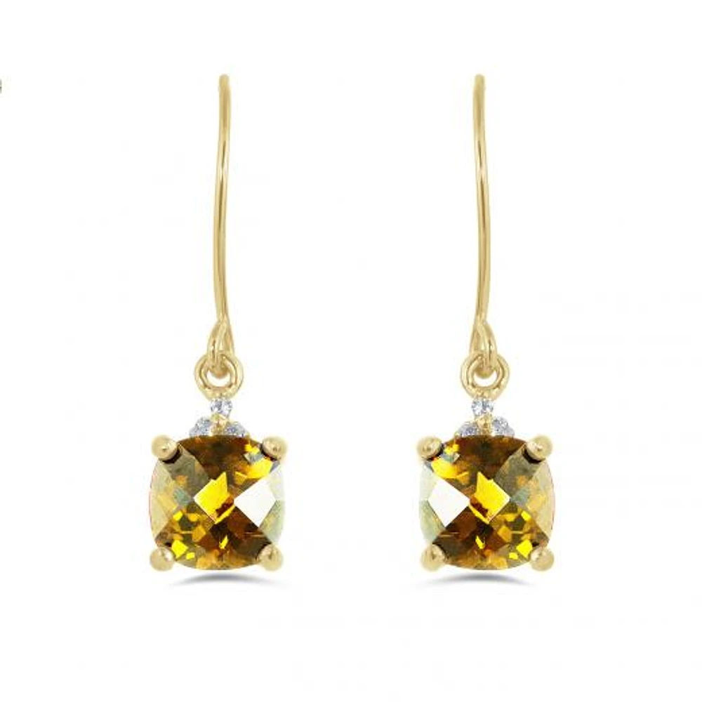 10K Yellow Gold Citrine & White Topaz Earrings