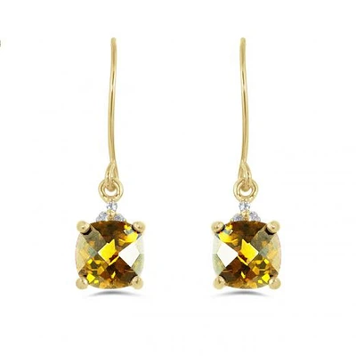 10K Yellow Gold Citrine & White Topaz Earrings