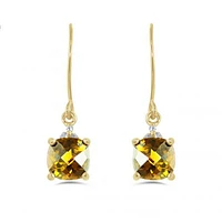 10K Yellow Gold Citrine & White Topaz Earrings