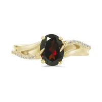 10K Yellow Gold Garnet & White Topaz Ring