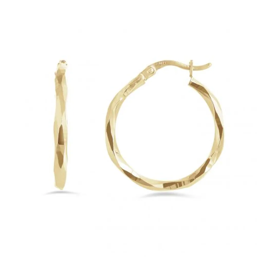 10K Yellow Gold Diamond Cut Hoops