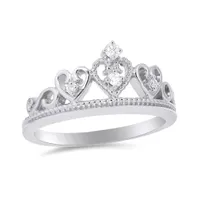 Sterling Silver Diamond Crown Ring