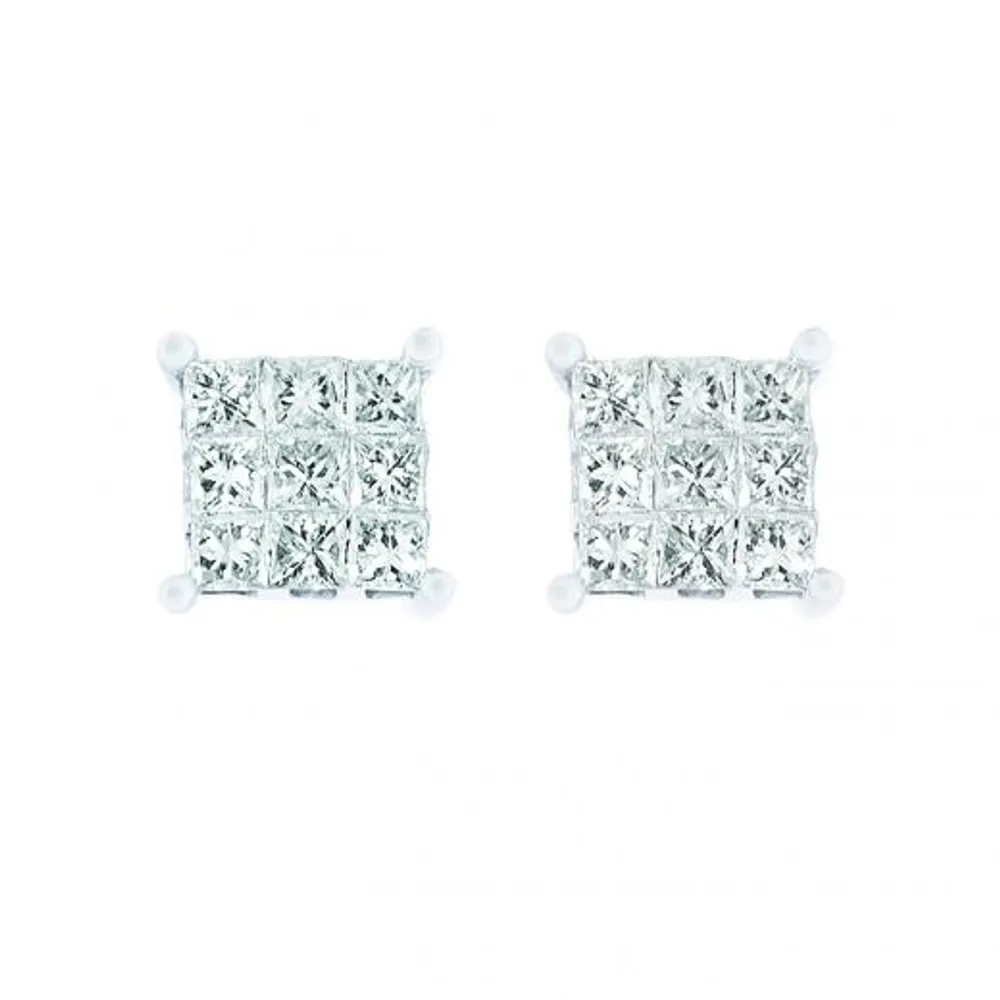 10K White Gold 0.25CTW Princessa Diamond Earrings