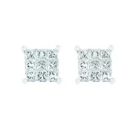 10K White Gold 0.25CTW Princessa Diamond Earrings