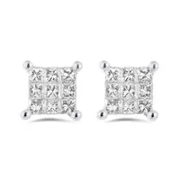 10K White Gold 0.50CTW Princessa Diamond Earrings