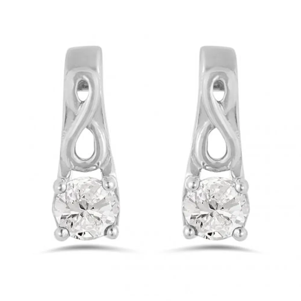 10K White Gold White Topaz Infinity Earring