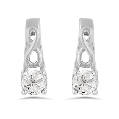 10K White Gold White Topaz Infinity Earring