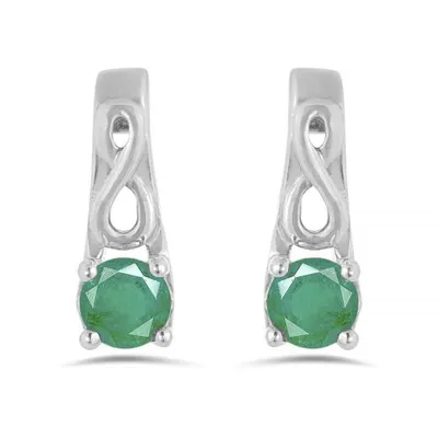 10K White Gold Emerald Infinity Earring