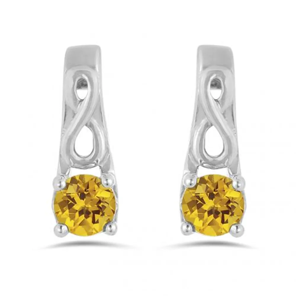 10K White Gold Citrine Infinity Earring