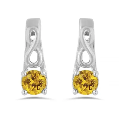 10K White Gold Citrine Infinity Earring