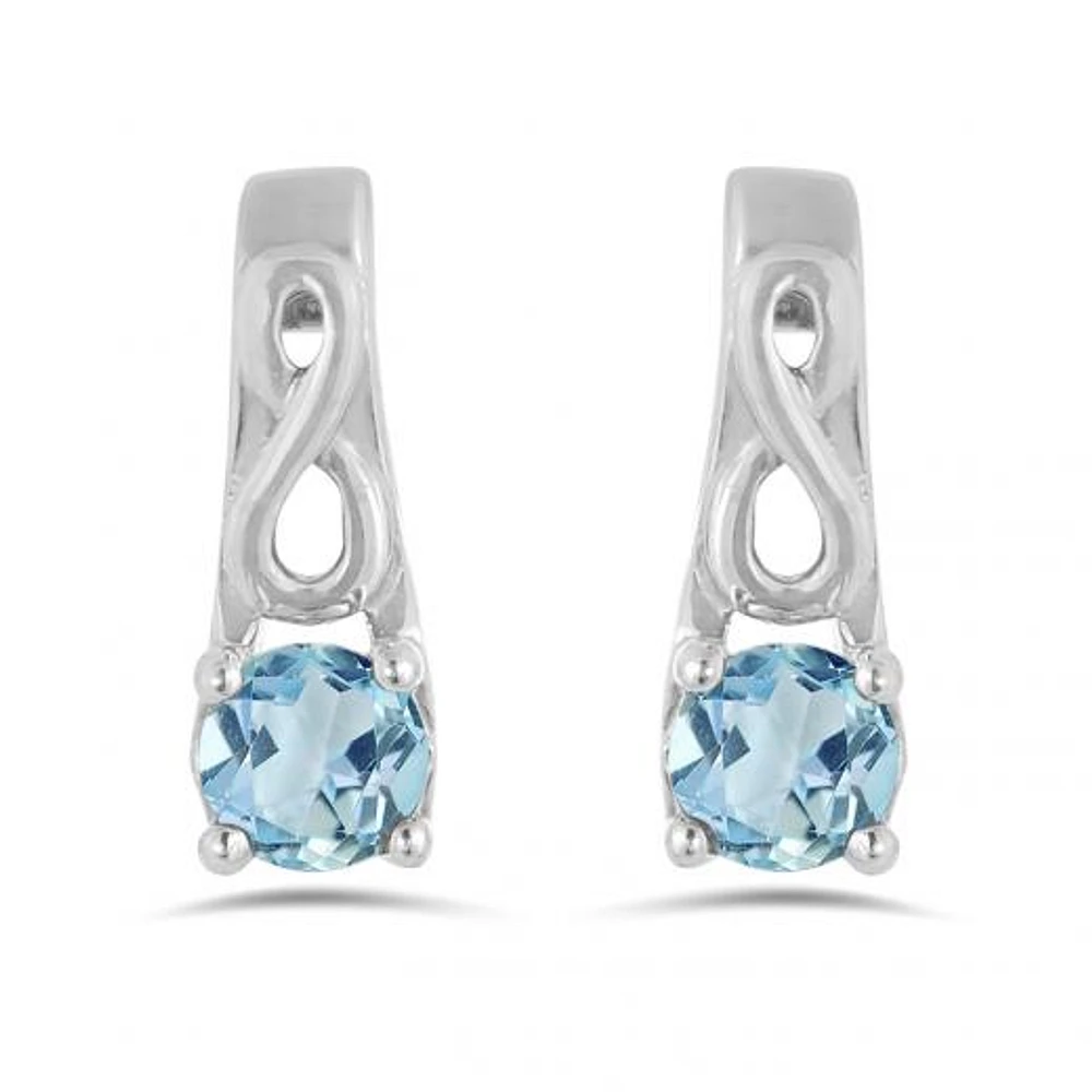 10K White Gold Blue Topaz Infinity Earring