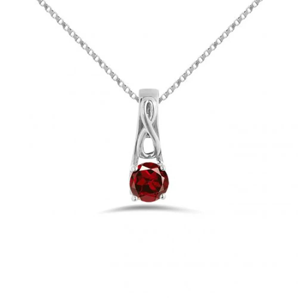 10K White Gold Garnet Infinity Pendant