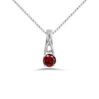 10K White Gold Garnet Infinity Pendant