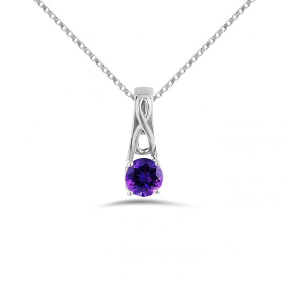 10K White Gold Amethyst Infinity Pendant