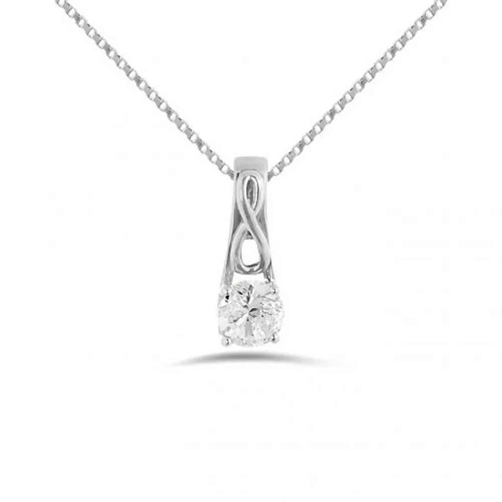 10K White Gold White Topaz Infinity Pendant