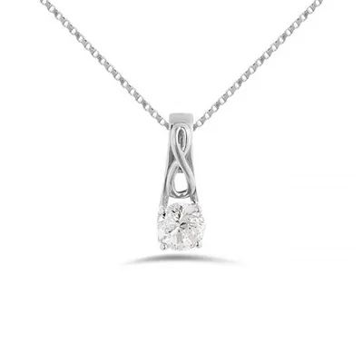 10K White Gold White Topaz Infinity Pendant