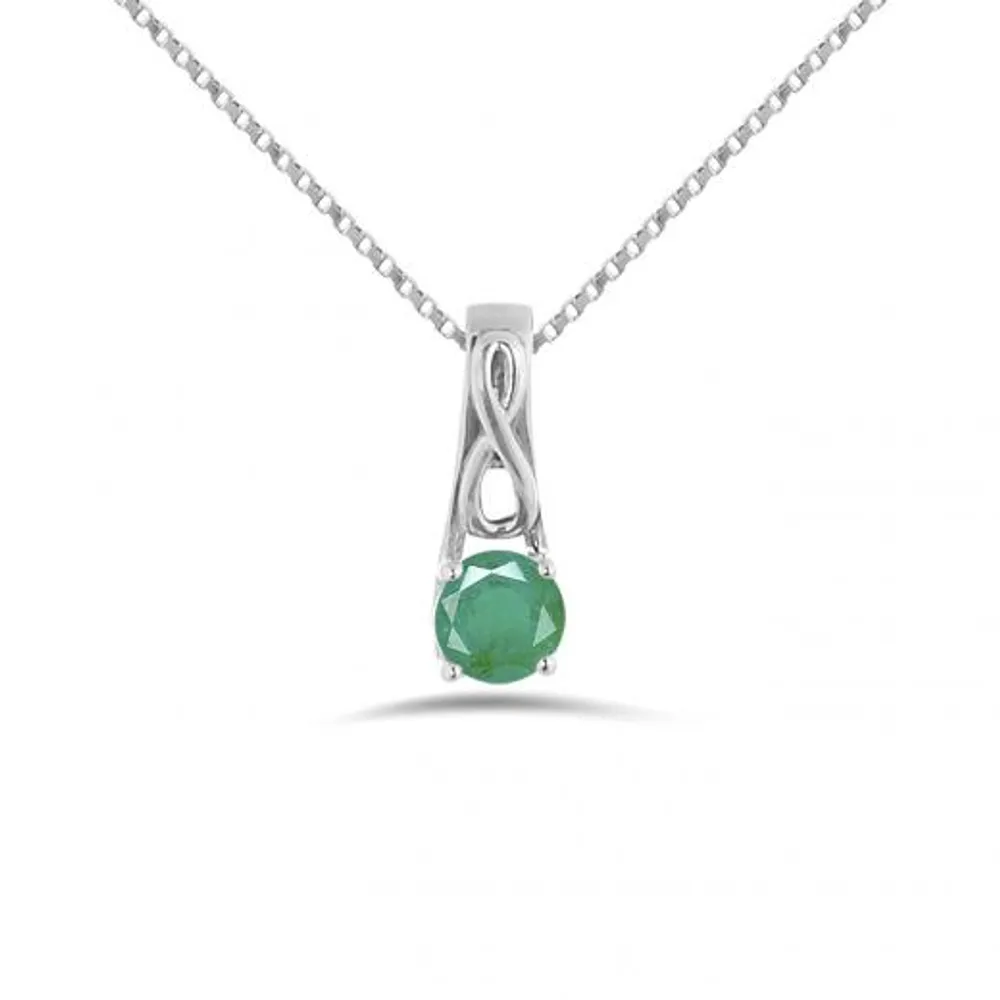 10K White Gold Emerald Infinity Pendant