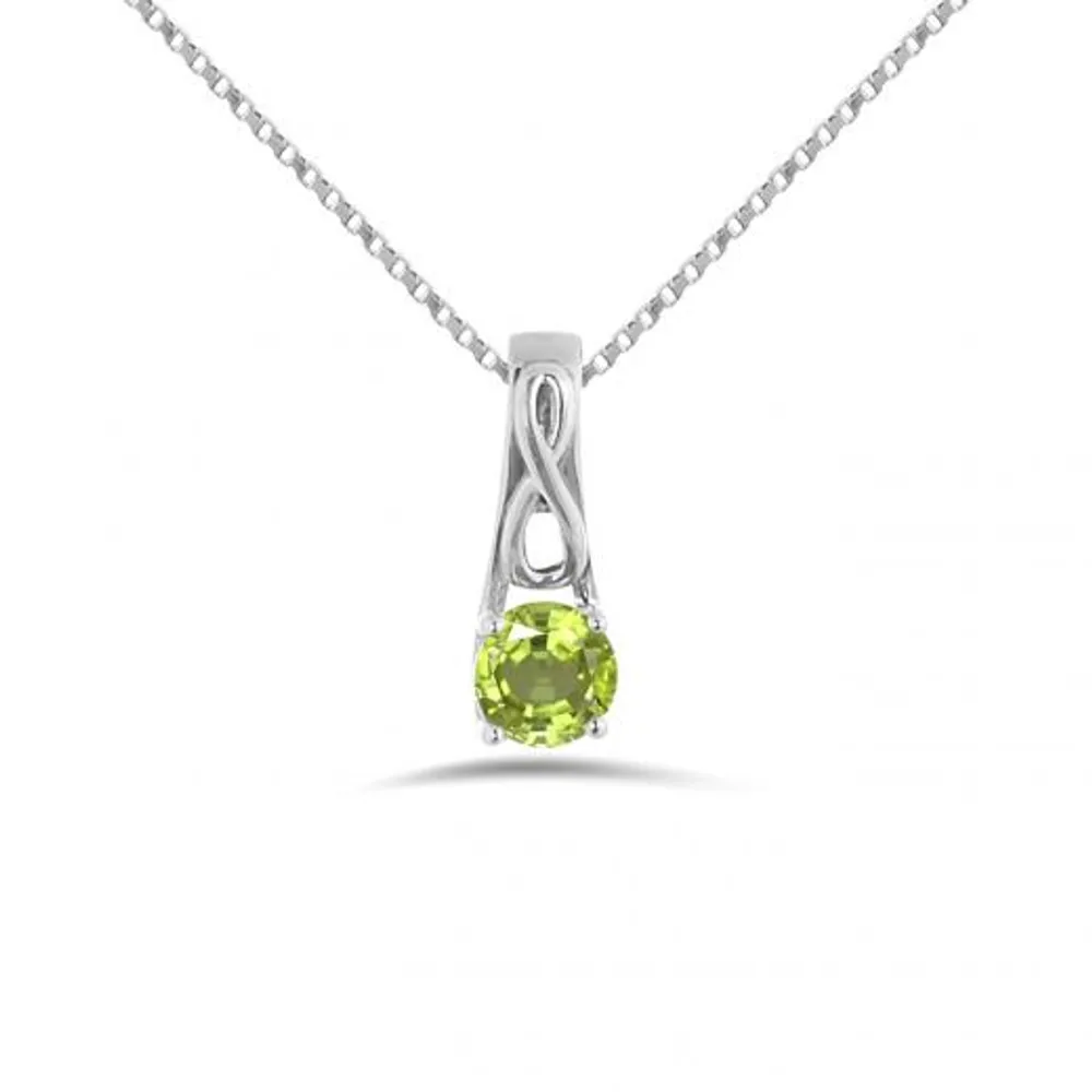 10K White Gold Peridot Infinity Pendant