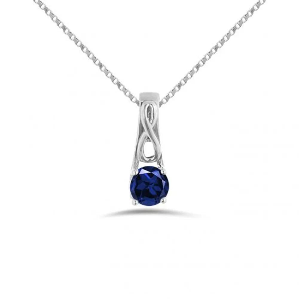 10K White Gold Sapphire Infinity Pendant