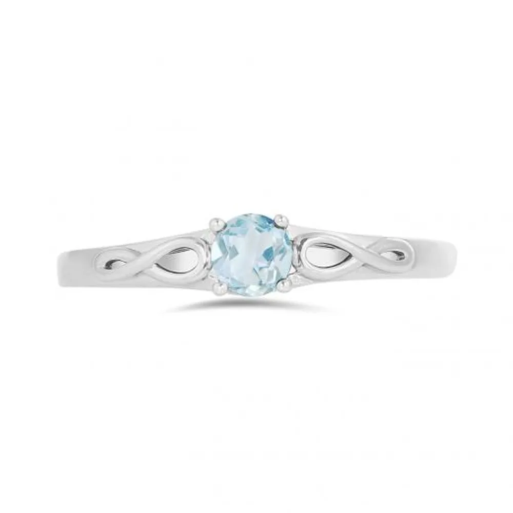 10K White Gold Aquamarine Infinity Ring