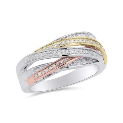 Sterling Silver and 10K Two-Tone Gold 0.18CTW Band