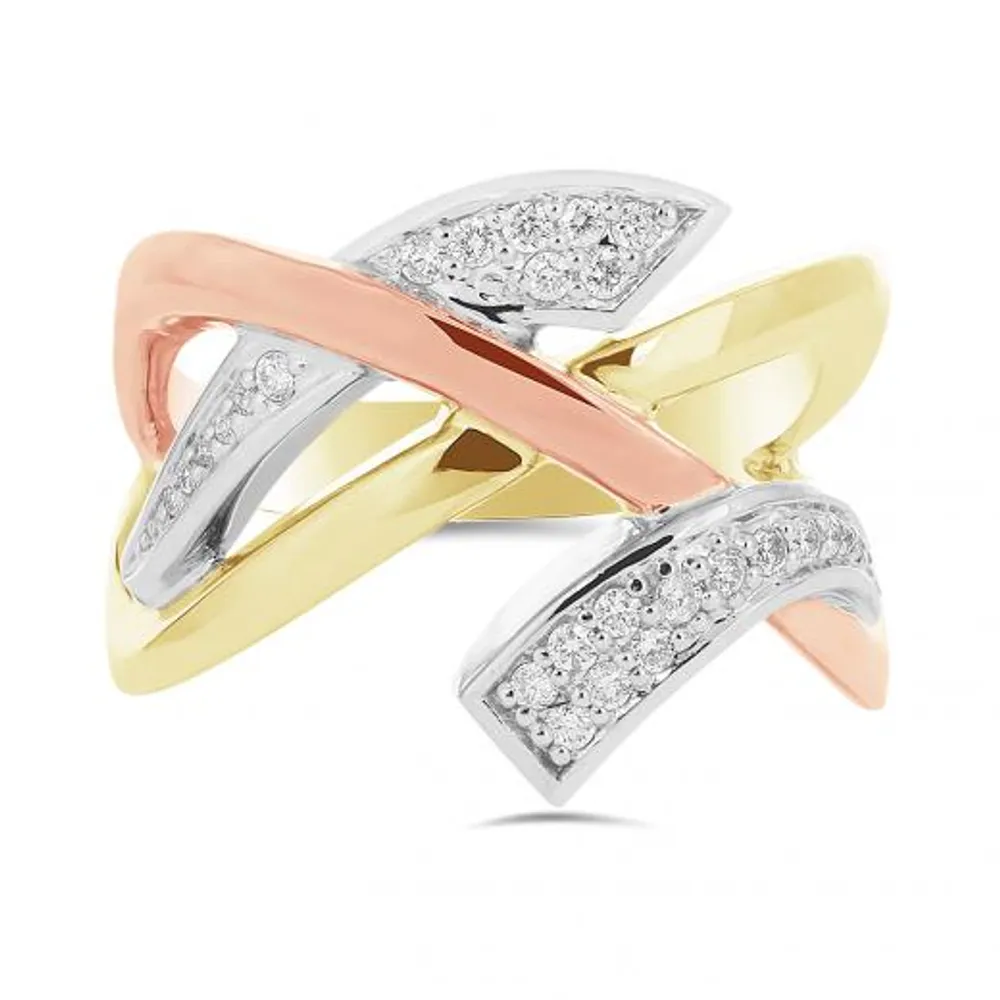 10K Tri-Colour 0.21CTW Fashion Ring