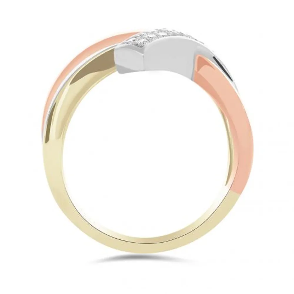 10K Tri-Colour 0.21CTW Fashion Ring