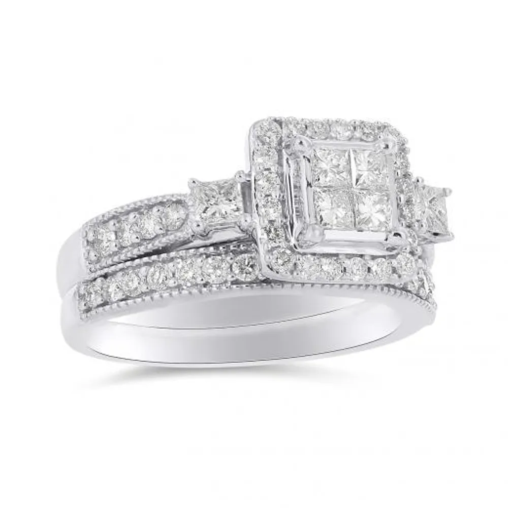 10K White Gold 1.00CTW Princessa Set