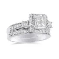 10K White Gold 1.00CTW Princessa Set