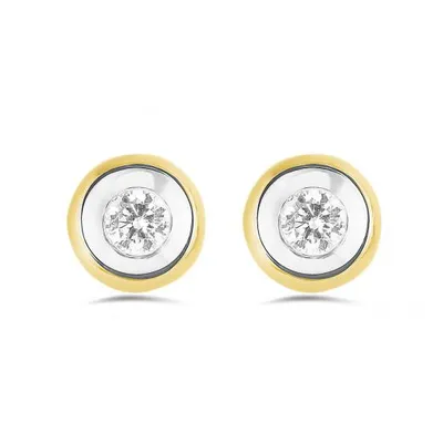 10K Yellow Gold 0.20CTW Bezel Earrings
