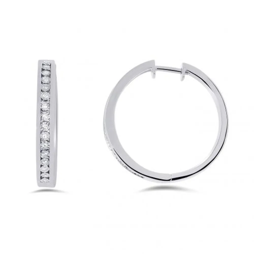 Sterling Silver 0.18CTW Hoop Earrings