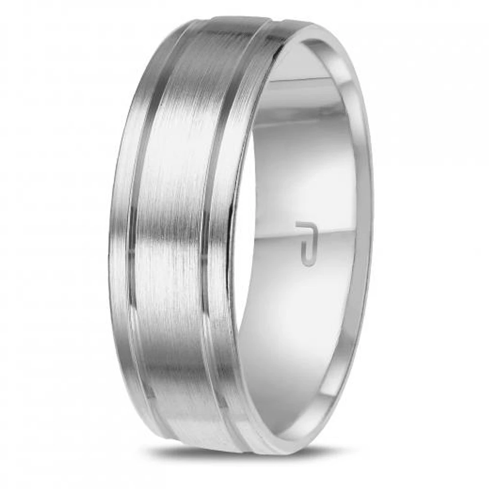 10K White Gold 6.5mm Carved Band