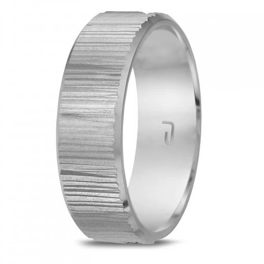 10K White Gold 6mm Carved Band