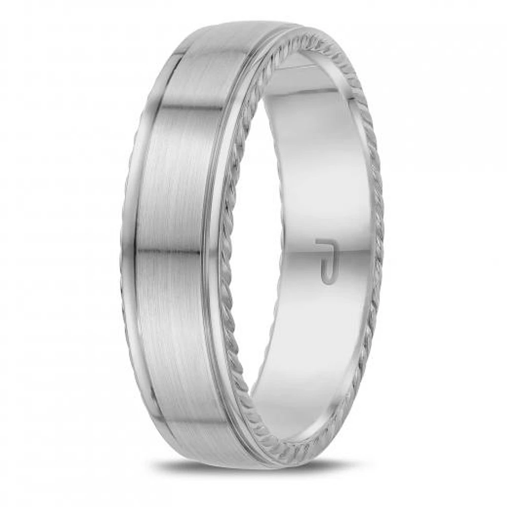 10K White Gold 6mm Carved Band