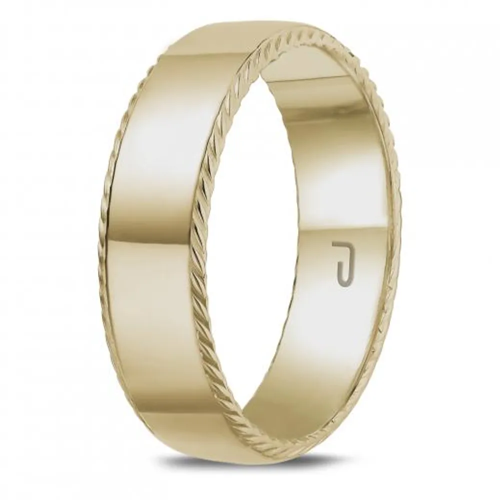 10K Yellow Gold 6mm Carved Band