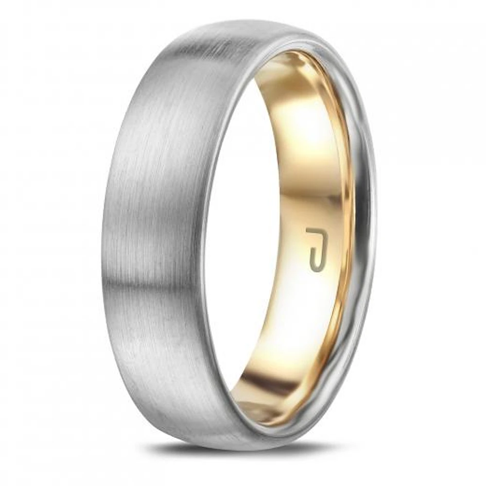 10K White and Yellow Gold 6mm Carved Band