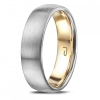 10K White and Yellow Gold 6mm Carved Band