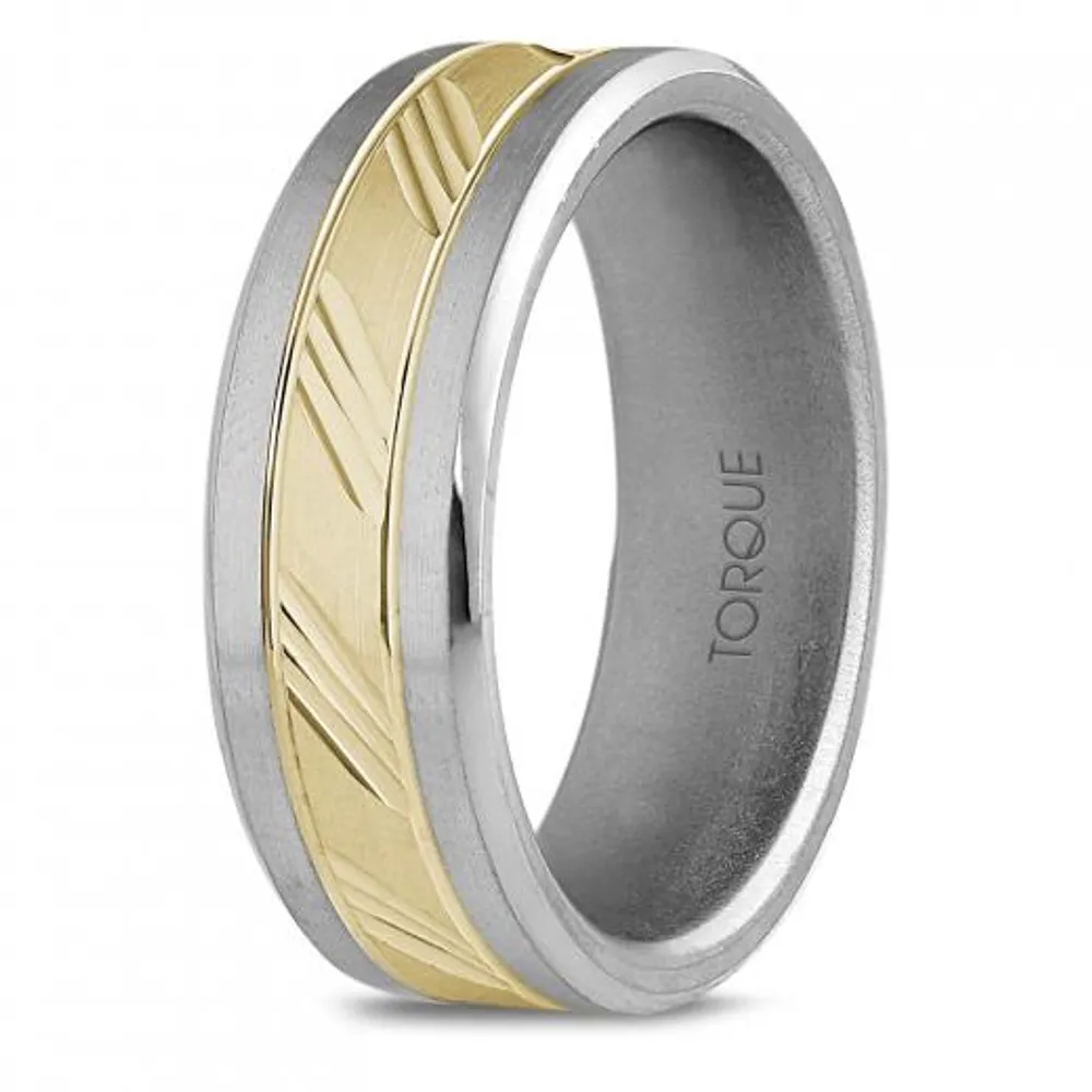 7.5mm Titanium & 10K Yellow Gold Band