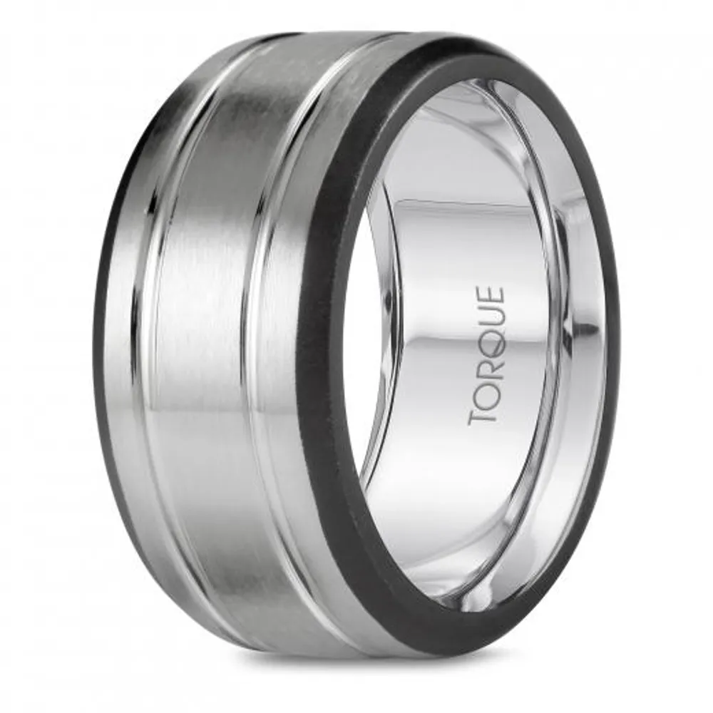 Men's 7mm Black & White Cobalt Band