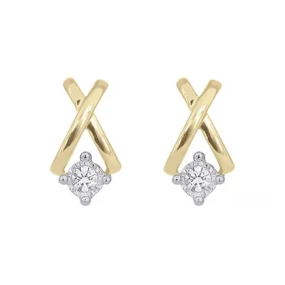 10K Yellow Gold 0.09CTW Diamond Earrings