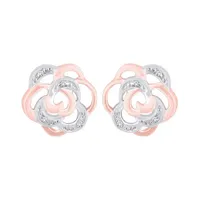 10K Rose Gold Diamond Flower Earrings