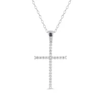 10K White Gold 0.10CTW Diamond Cross Pendant