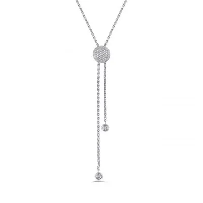 Sterling Silver 0.11CTW Diamond Bolo Necklace