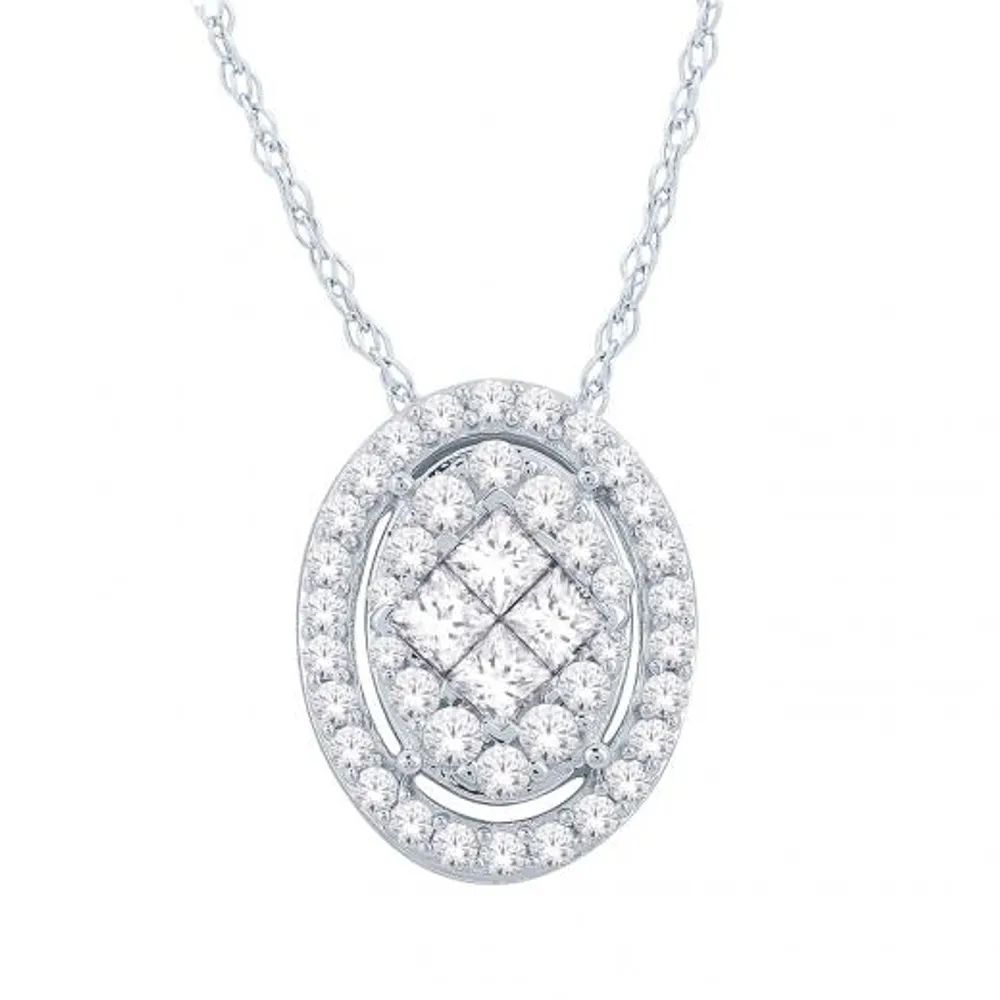 10K White Gold 0.50CTW Oval Pendant