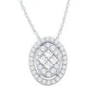 10K White Gold 0.50CTW Oval Pendant