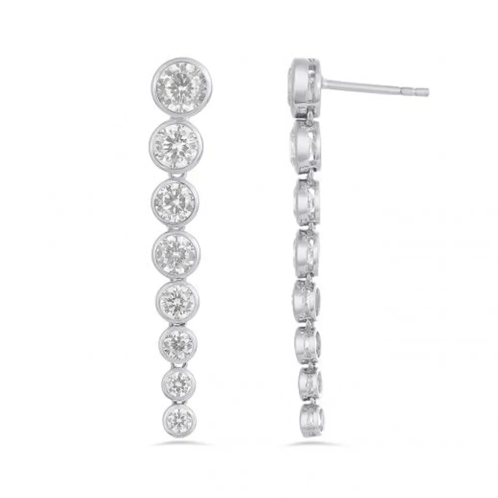 Sterling Silver Cubic Zirconia Luxe Uptown Linear Earrings